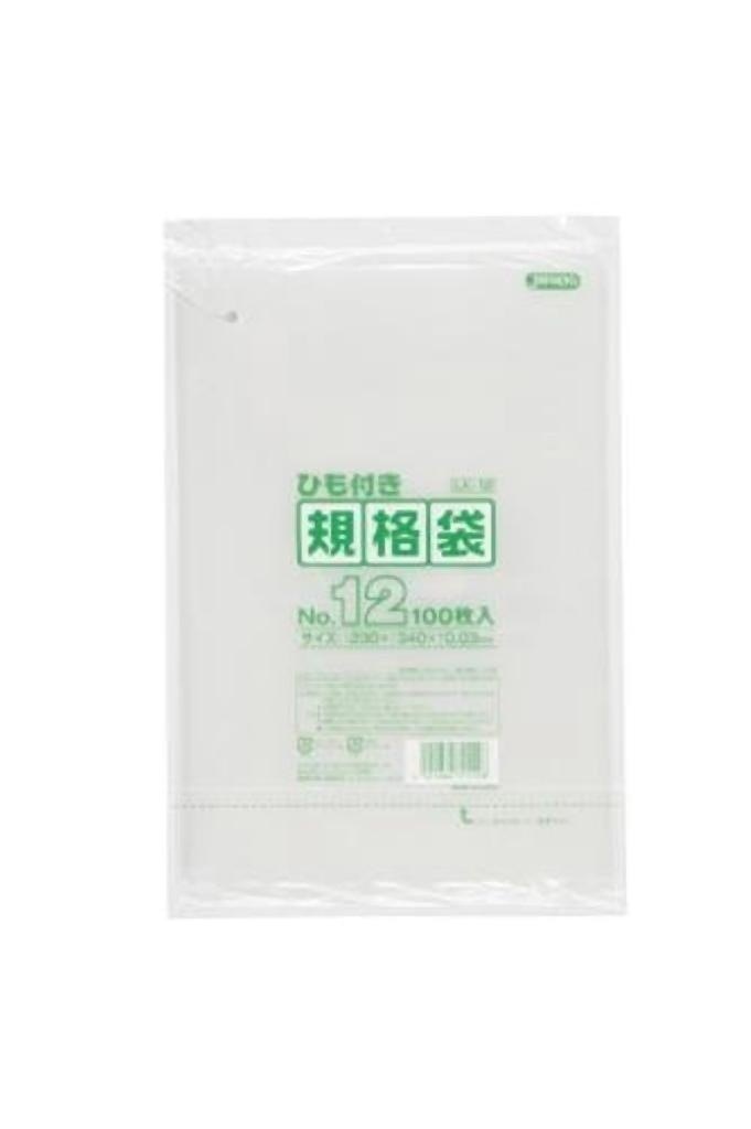 規格袋ひも付 12号100枚入03LLD透明 LK12 [xまとめ買い（40袋x5ケース）合計200袋セット] 38-469