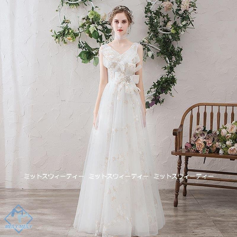 ウェディングドレス 花嫁 二次会 ウエディングドレス Aラインドレス 結婚式 前撮り 披露宴 レース