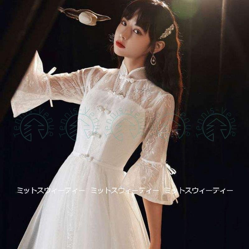 ウェディングドレス ウエディングドレス ミモレ丈スカート ワンピース ロングドレス 結婚式 二次会