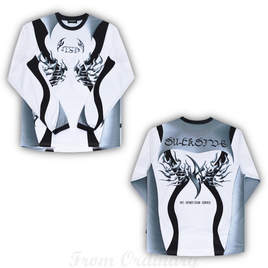 Swelling Graphic Mesh Long Sleeve