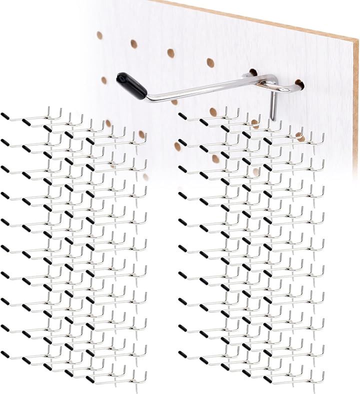 有孔ボード パンチングボード フック ボード厚 5.5mm対応 ゴム付き セット 穴 ピッチ25mm 穴径 固定 止め 金具 穴あき 10cm100個セット( シルバー)