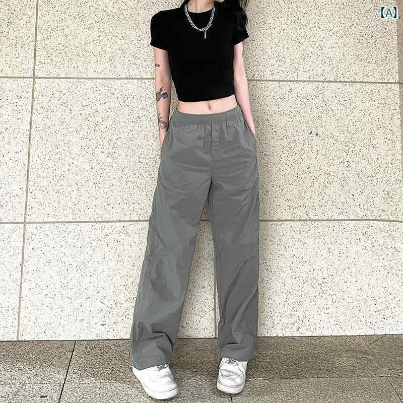 ワイドパンツ レディース ハイウエスト ゴム ストレート ボトムス 長ズボン カジュアル スリム 着痩せ 体型カバー ロング ポケット ストリート ヒップホップ ダンス 練習 衣装 おしゃれ シンプル 5,060円