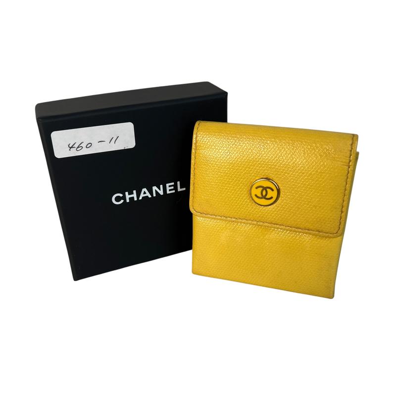 【最終処分SALE】CHANEL シャネル ココマーク キャビアスキン コインケース イエロー A-9022