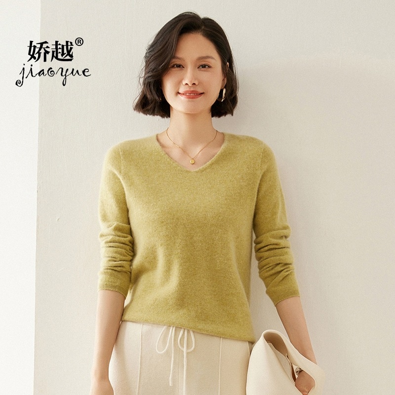 ワンラインの中空シームレス V ネック カシミア セーター ソフトでワックス状のプルオーバー ニット ボトミング セーター