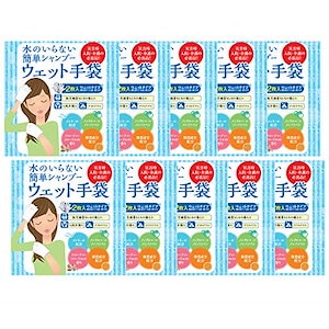 四国紙販売株式会社 水のいらない泡なしシャンプー ウェット手袋(2枚入) 10個セット フルーティーフローラル