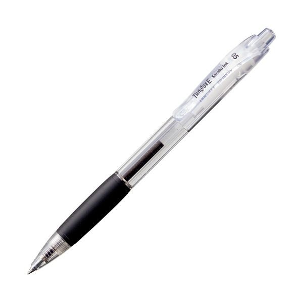 （まとめ）TANOSEE ノック式 油性ボールペン（なめらかインク） 0.5mm 黒 （軸色：クリア） 1本 100セット