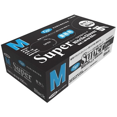 他サイト： 尚美堂 Fuji スーパーニトリルグローブ M 粉無 黒 100枚 36772 食品加工 介護 漁業 水産 クリーン産業 厨房作業の商品画像