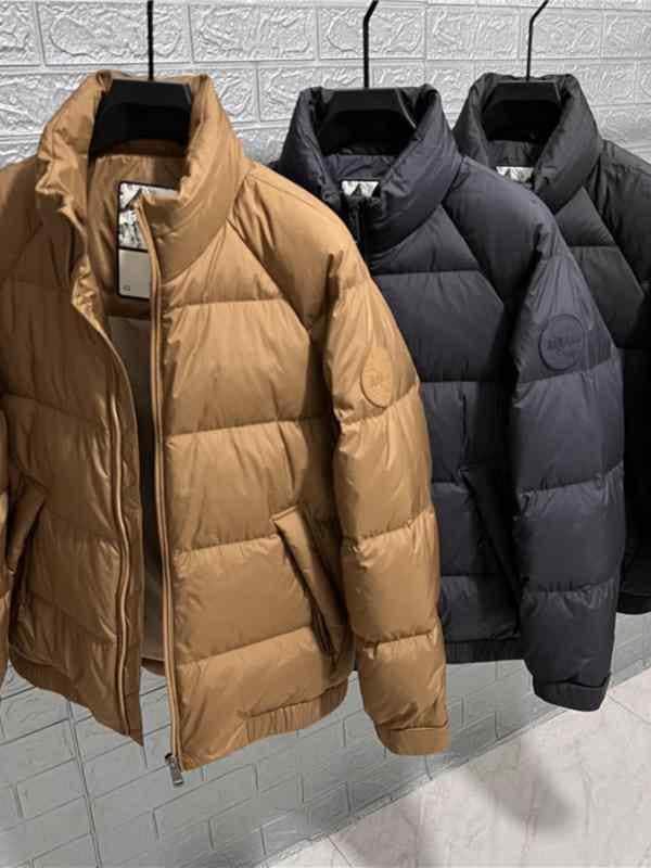 メンズ ファッション 秋冬 ジャケット アウター ウェア 暖かい 防寒 コーティング 布 フードレス スタンドカラー カフス袖 ダック ダウン