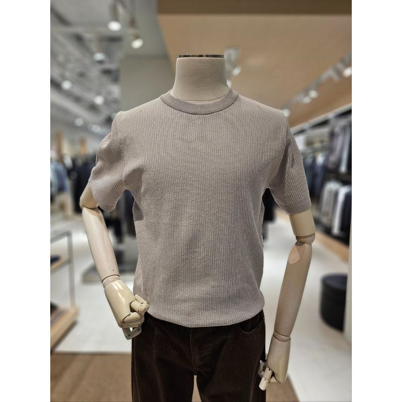 [坡州店] [AND Z()]グレーカラー ツートンカラー感 クルーネック 半袖セーター(BZF2ER1102GR)