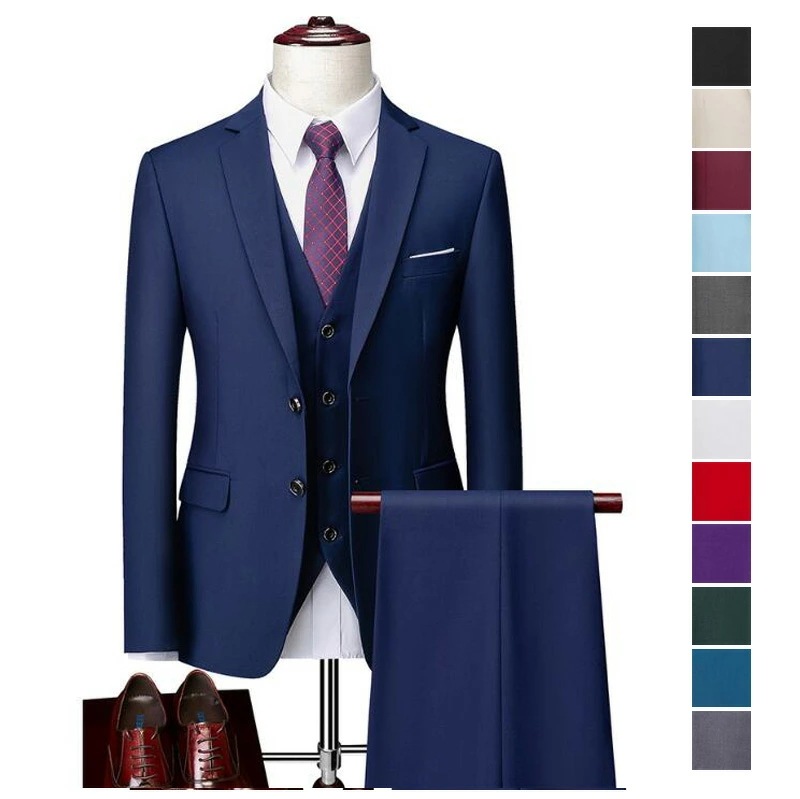 韓国風 メンズスーツ 紳士服 スリーピース メンズ ビジネススーツ 3点セット ジャケット+パンツ+ベスト シングルスーツ 結婚式スーツ フォーマルスーツ 披露宴 スーツセット セットアップ パーティ