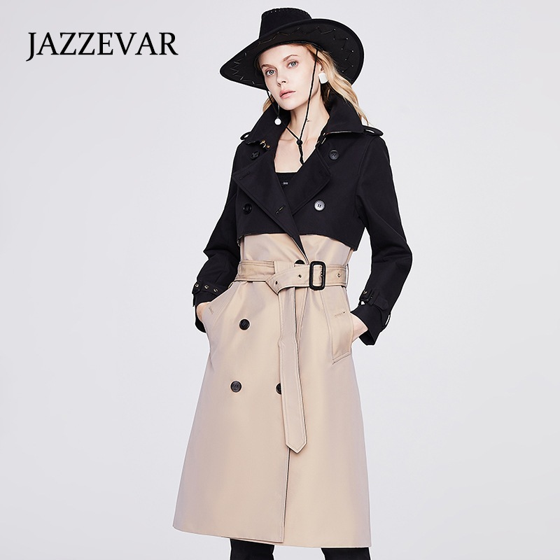 2023ブランド新作春服レディース折襟トレンチコートセミロング丈ウエスト引き締めトップス韓国ファッションアウタージャケットXJFZ842