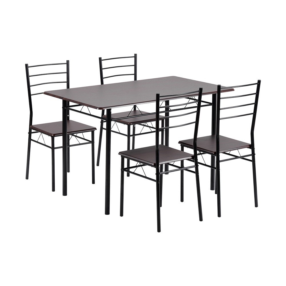 【ダークブラウン】ダイニングテーブル5点セットチェア4脚テーブル1脚