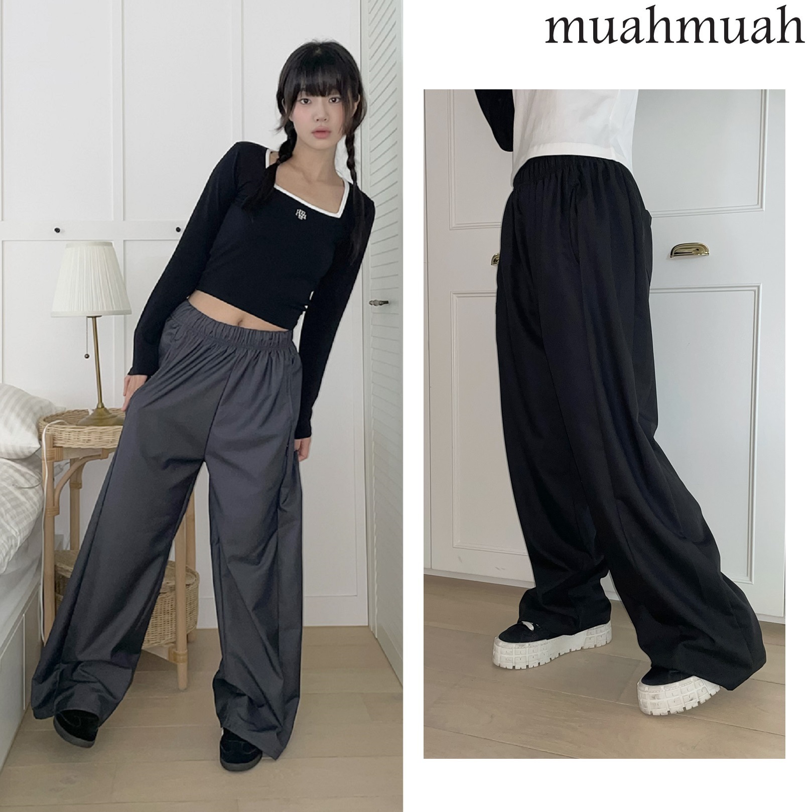 WIDE TR BANDING SLACKS PANTS 2色 FREE デイリー 新商品 韓国人気 韓国ファッション 女性服 韓国スタイル 学生ファッション デイリールック