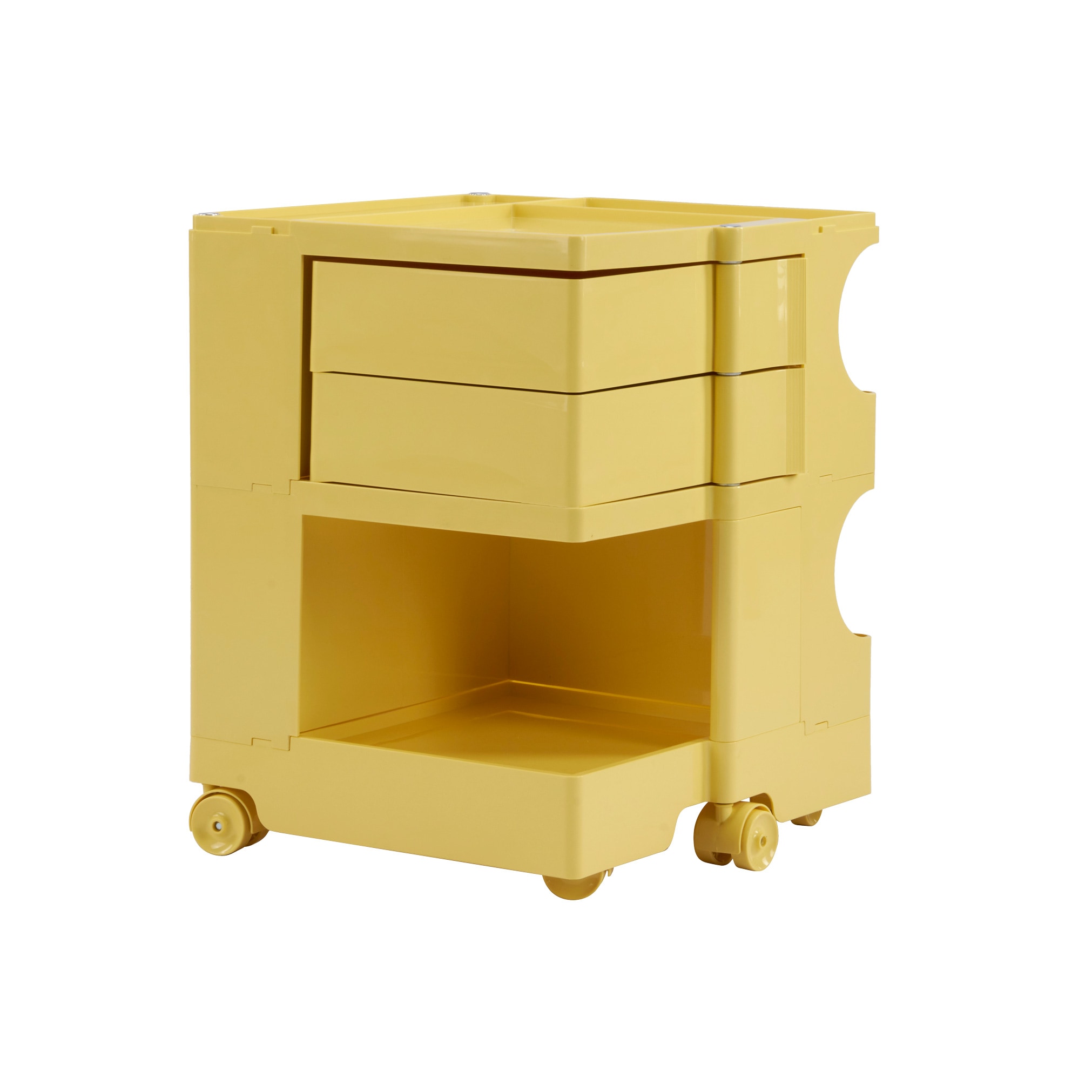 202【バターイエロー・2段】収納ワゴン ボビーワゴン キャスター付き ブレーキ付き おしゃれ 2段トレイ キッチンワゴン 回転式 収納 ベビーワゴン キッチン収納 ラック サイドワゴン キッチン ド