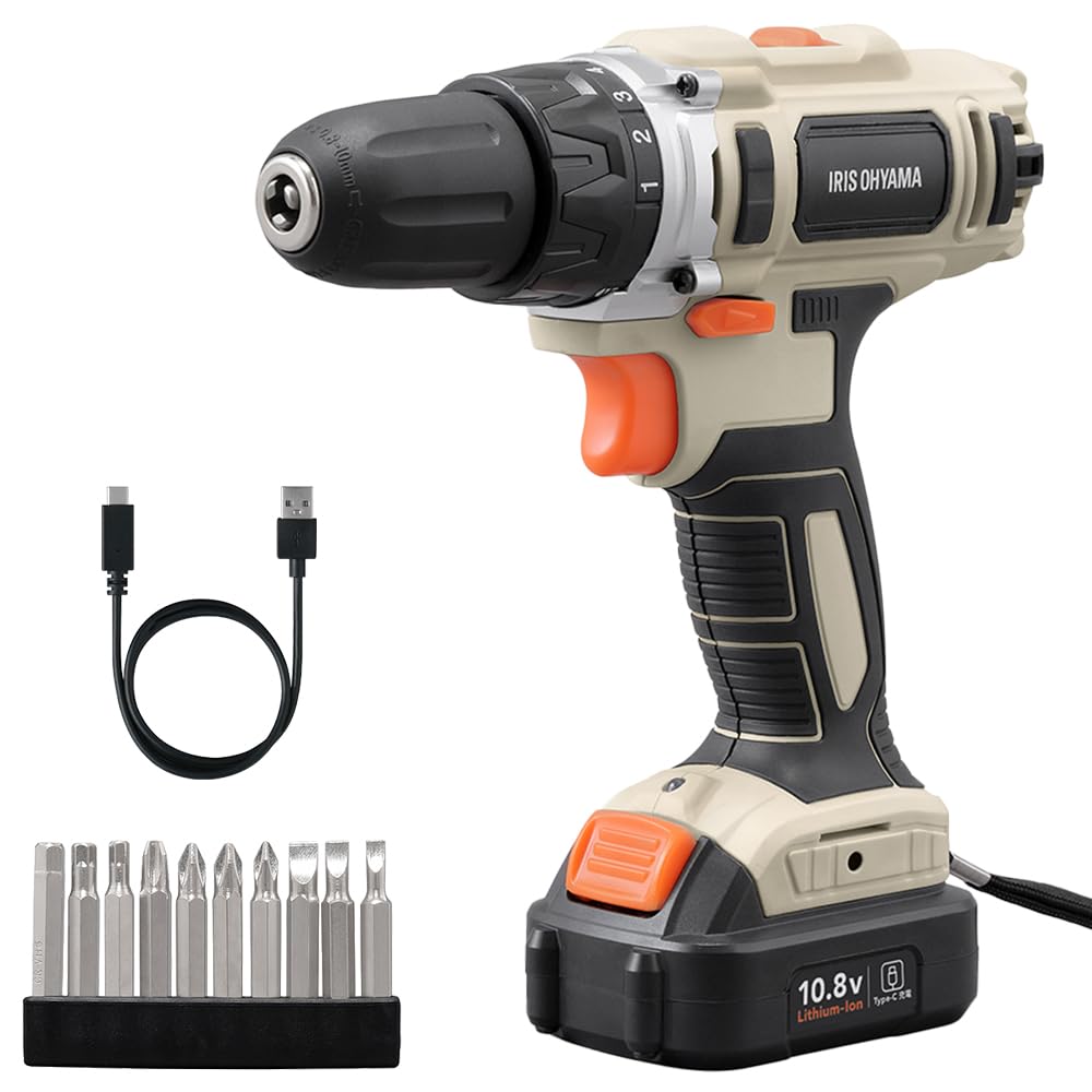 【最安値挑戦中】 アイリスオーヤマ 充電式ドライバドリル10.8V JCD28TC サンドベージュ