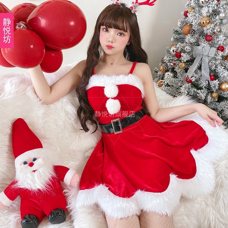 女性用クリスマス服サンタクロース衣装大人用ドレスケープショールクリスマスドレスアップセット