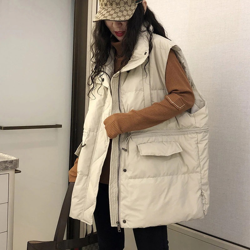 超目玉品ダウンベストレディース中綿ベスト秋冬冬ベスト防寒ベストハイネックチョッキアウタートップス立ち襟カジュアルゆったり防寒着痩せ