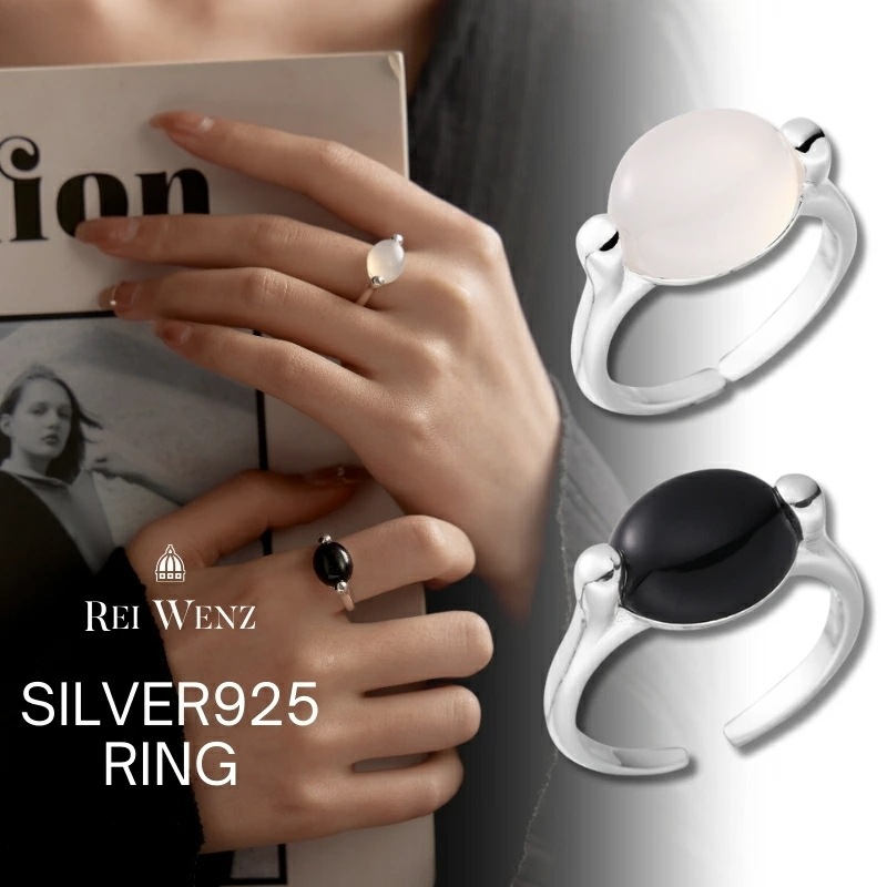 【高品質Silver925/天然石】シルバー リング 天然石 オニキス アゲート大振り 幅太 大きい ニュアンス レディース 重ね 金属アレルギー インスタ おしゃれ オフィス プレゼ