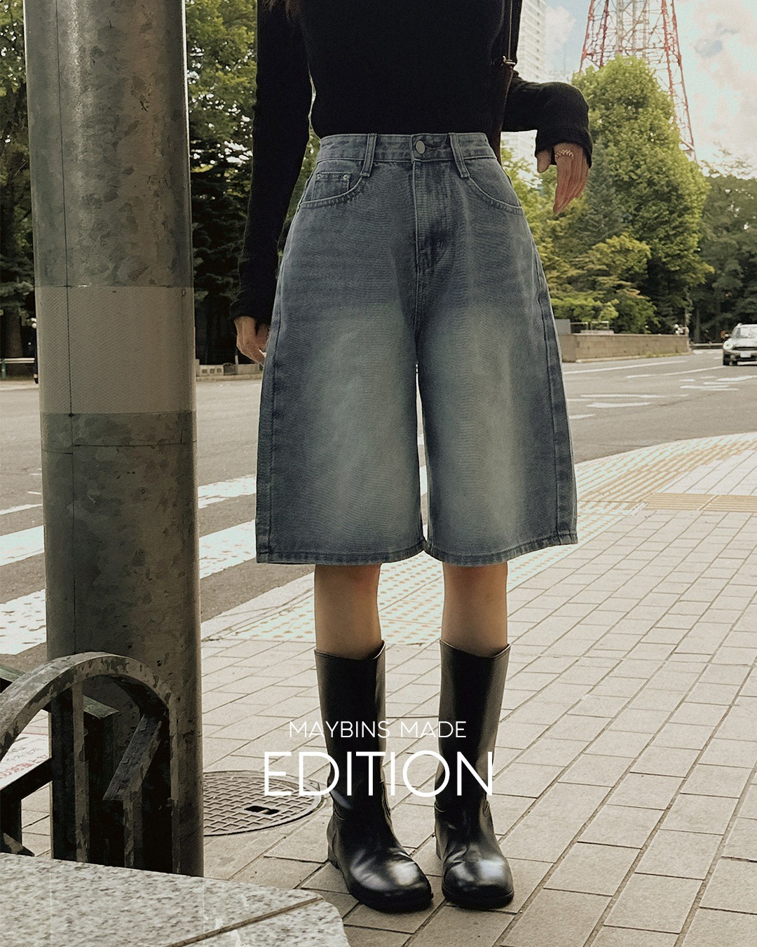 [MADE] ダニーバミューダデニムパンツ韓国ファッション レディース