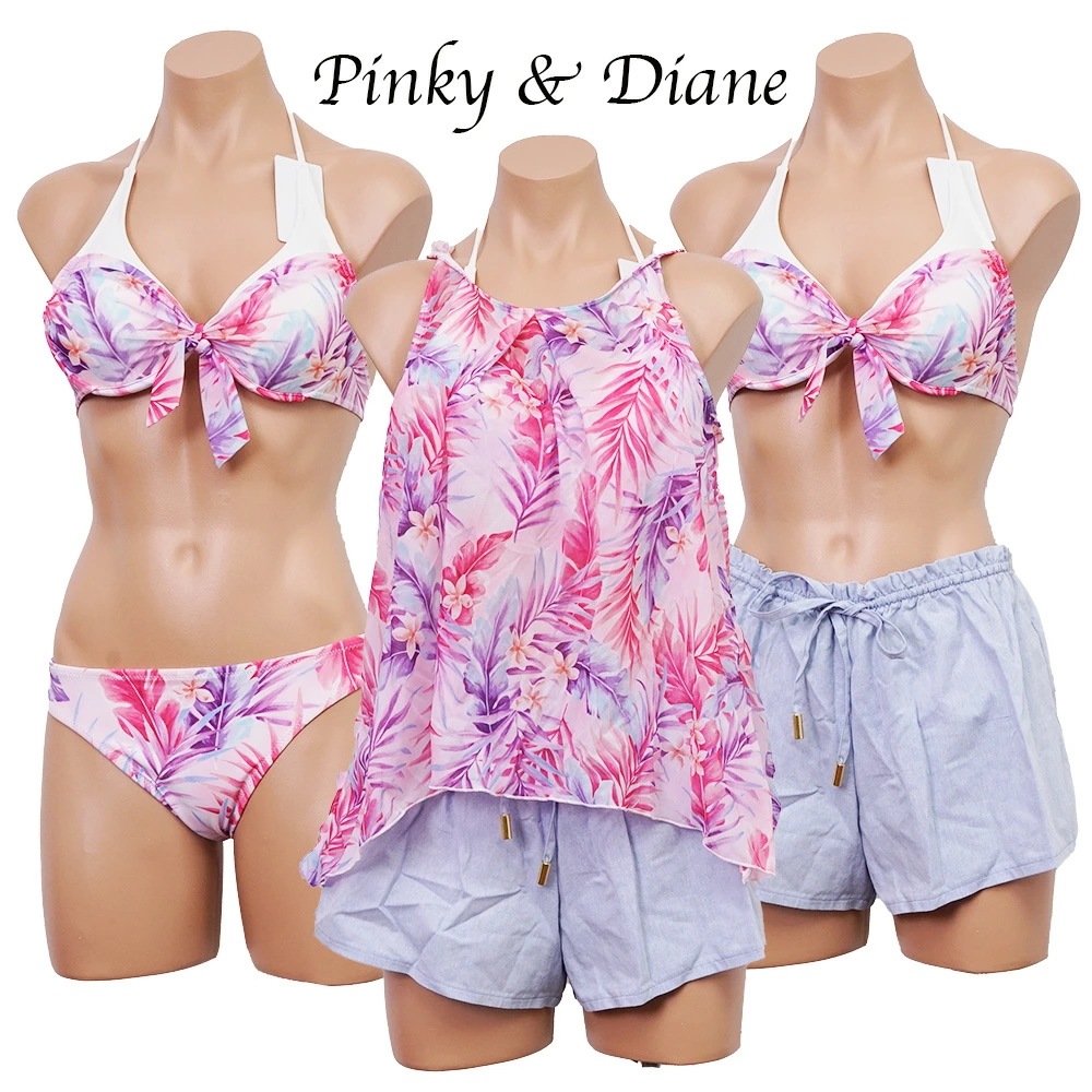 早いもの胜ち 水着 レディース 水着 PINKY&DIANNE [ピンキー&ダイアン]タンキニ 水着 体型カバー 4点セット ショートパンツ パンツセット ホルターネック ビキニ ビキニ ママ ミセス