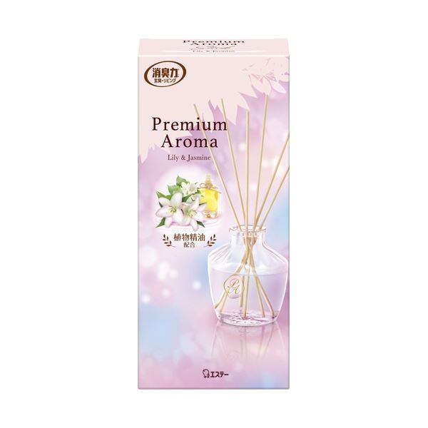 （まとめ） エステー玄関・リビング用 消臭力 Premium Aroma Stick リリー＆ジャスミン 本体 65mL 1個 (×10セット)