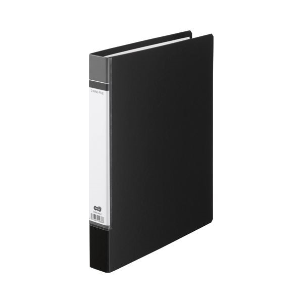 （まとめ） TANOSEE Dリングファイル（貼り表紙） A4タテ 2穴 210枚収容 背幅40mm 黒 1セット（20冊） 5セット