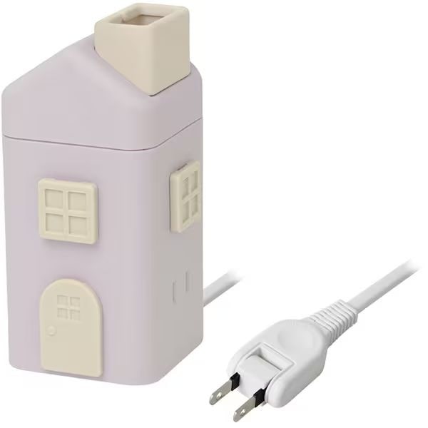 （まとめ買い）えんとつ屋根のコンセントハウス USBポート付おうち型卓上コンセント バイオレット ULH-7807-V [x3]