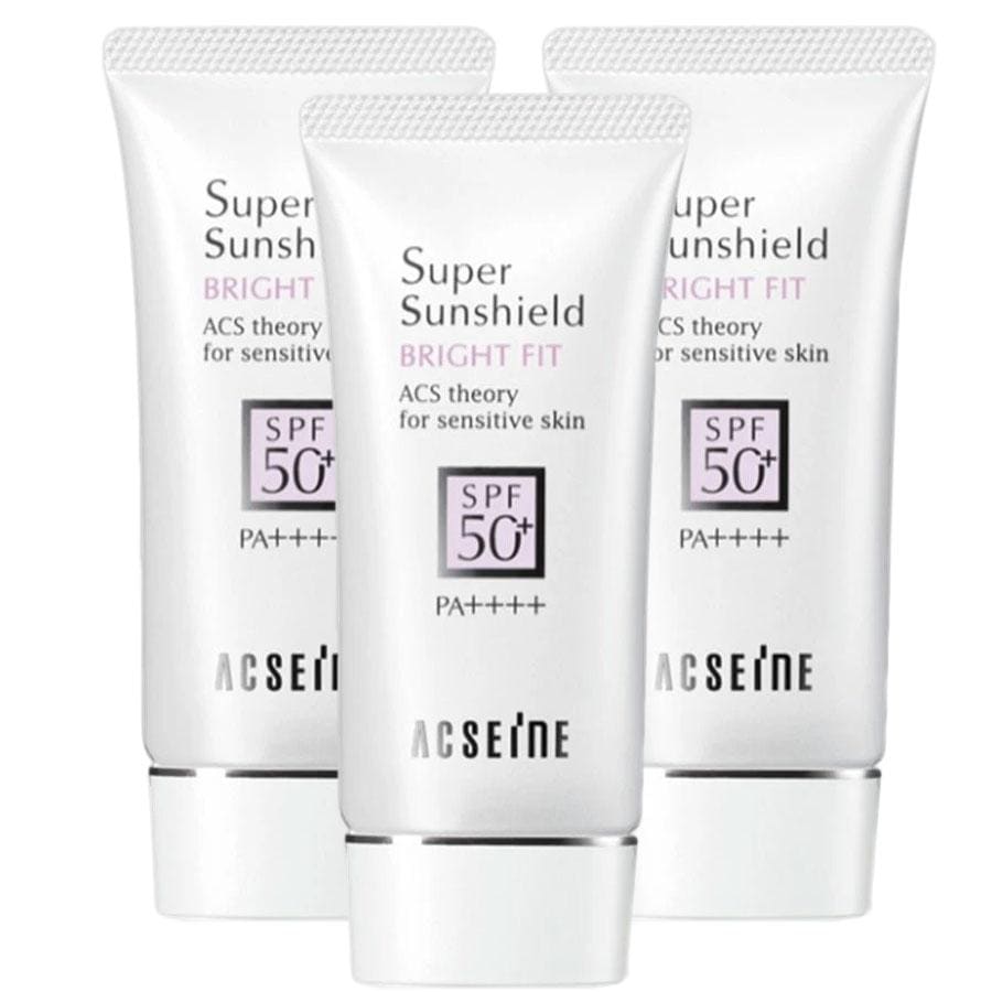 アクセーヌ acseine スーパーサンシールド ブライトフィット 乳液 (3個セット) メンズ レディース セラミド 美白 さっぱり しっとり 日焼け止め 下地