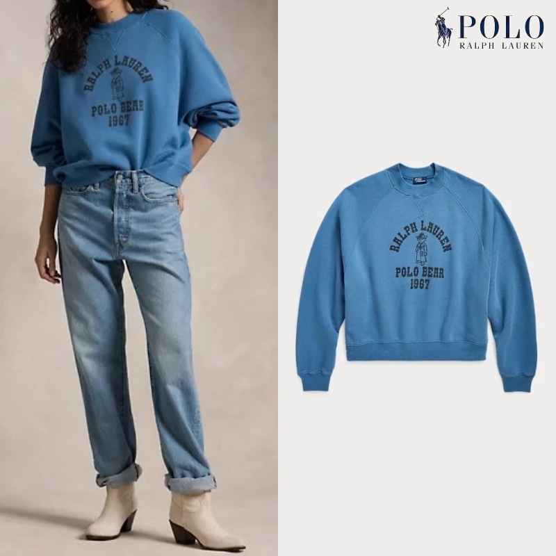 [ポロラルフローレン] ベアオーバーサイズ フリース クルーネック / BLUE