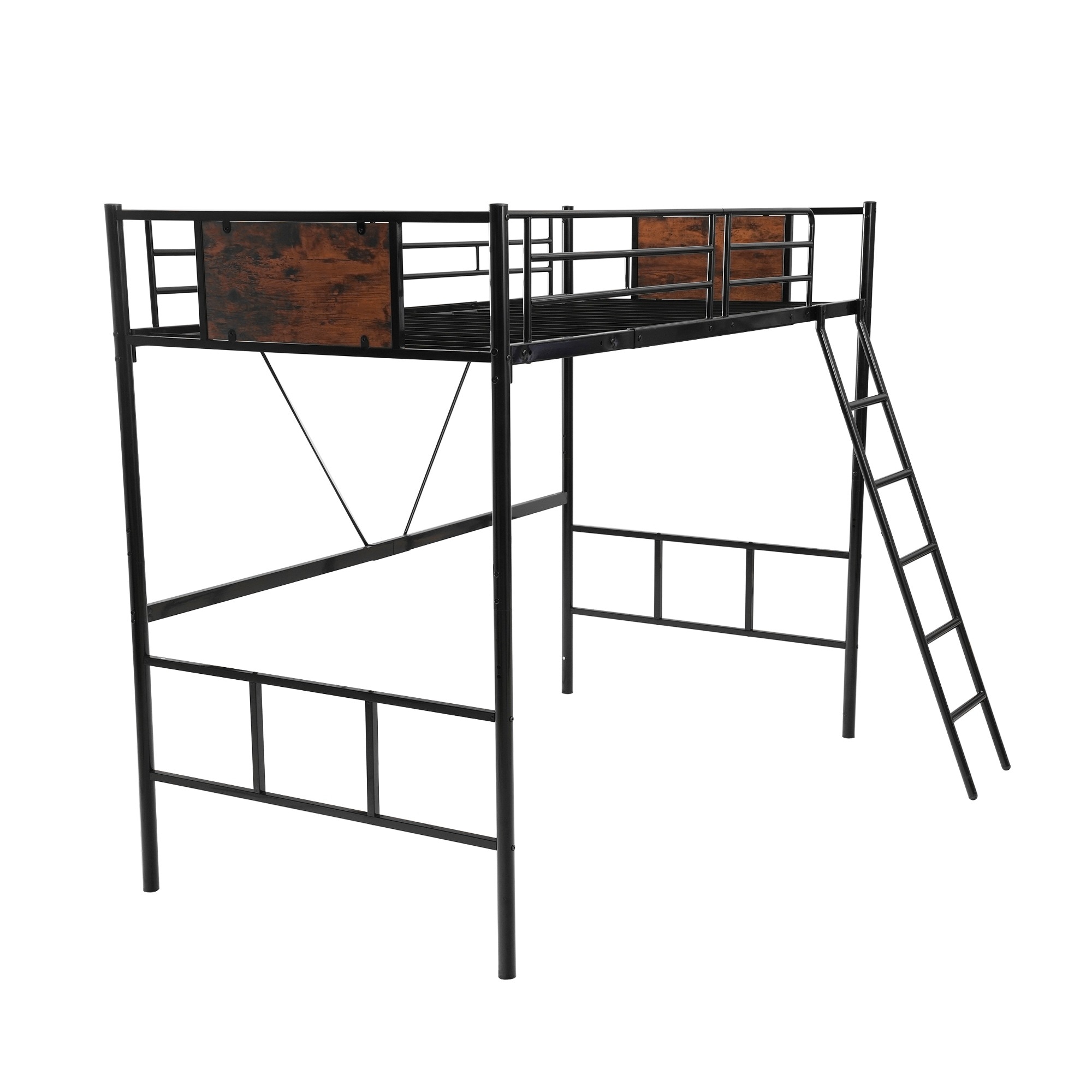 【国内発送】471元sku WF304713BAA ブラック　ロフトベッド パイプベッド シングル 木 収納 北欧風 子供部屋 スチール 耐震 ベッド SDG