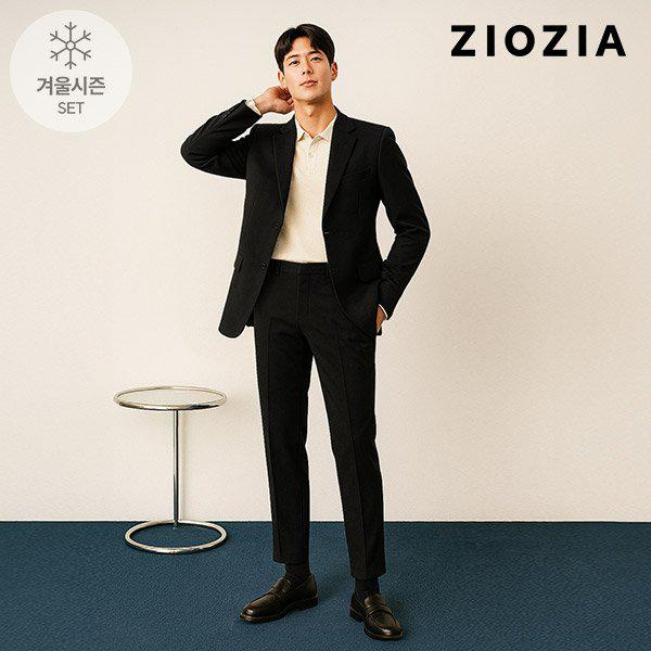 [] ブラック ストレッチ カジュアル セットアップ スーツ (AAD4KG1601_AAD4PP1601_BK)