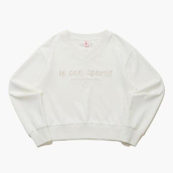 M長袖Tシャツ UQC QQ122OFS11-CRM ウーマンズ モーダル ダブルテンション Vネック スウェットシャツ / CREAM