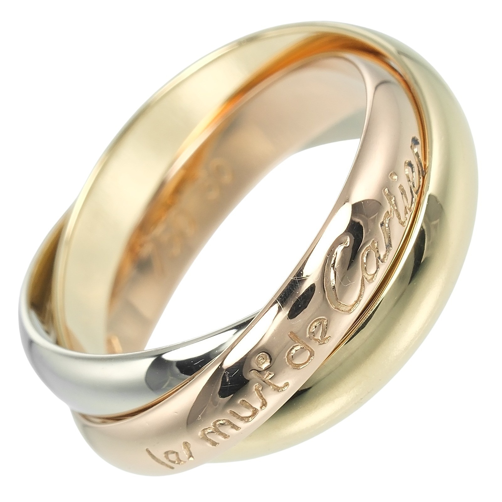 トリニティ 3.4mmバンド リング・指輪 K18ゴールド（YG×PG×WG） 10号 約7.18g レディース 中古品 Aランク 81,400円