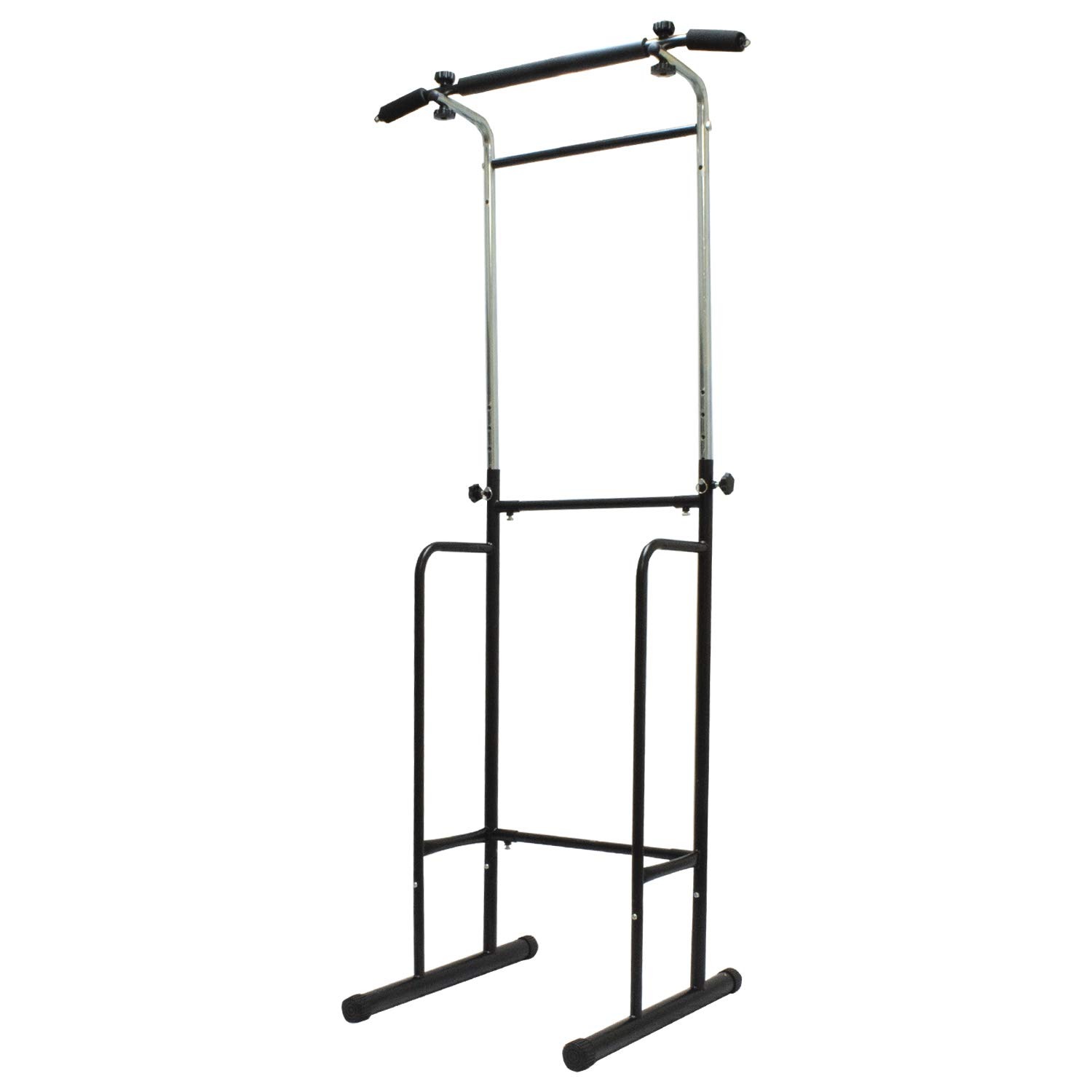 懸垂マシン ぶら下がり健康器 5段階高さ調整 ブラック 耐荷重120kg チューブ トレーニング 対応 腕 肩 胸筋 筋トレ グリップ 省スペース コンパクト (単品)