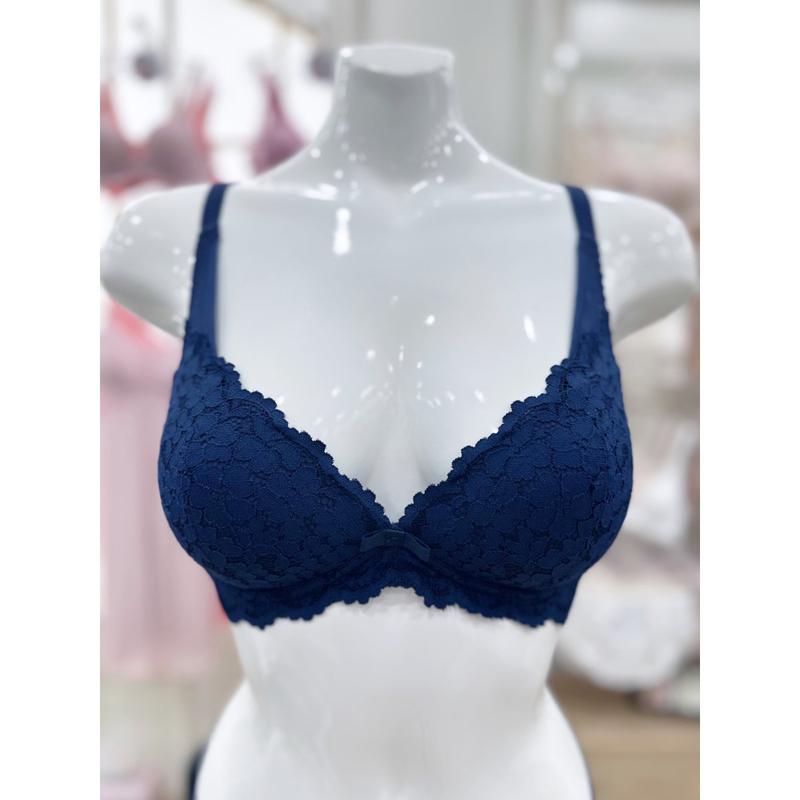 バーバラスカラップソフトレースノーワイヤーブラ（NAVY）ABR4450（スターフィールドCOEX）