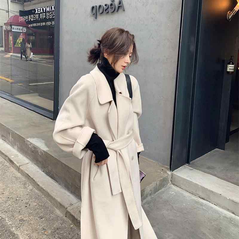 秋冬 コーデ レディース ファッション オシャレ 服 カワイイ シンプル 大人カワイイ 大きいサイズ ウール コート 白 ハイエンド 韓国スタイル 5,066円