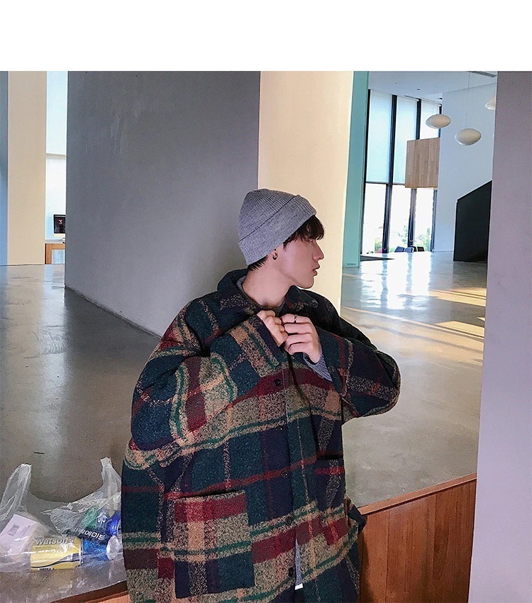 メンズファッション　コート　韓国ファッション　 コート　上着 チェック柄