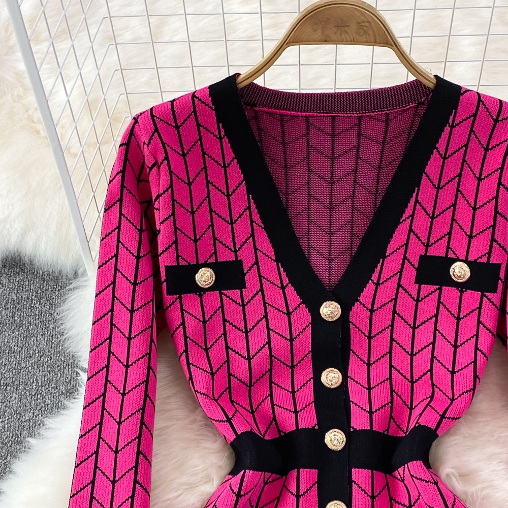 ドレス ワンピース パーティードレス カラードレス ミモレ丈ドレス タイトドレス ミモレ 袖あり 長袖 Vネック 襟なし タイト 切り替えデザイン ウエストマーク ウエストゴム 胸元 大人可愛い