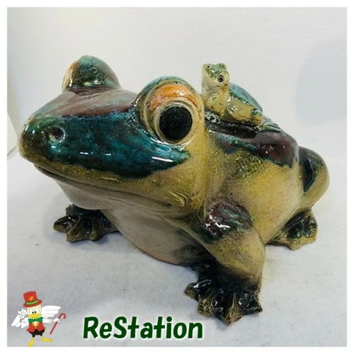 【中古】信楽焼子蛙1匹青蛙光沢幅32センチ