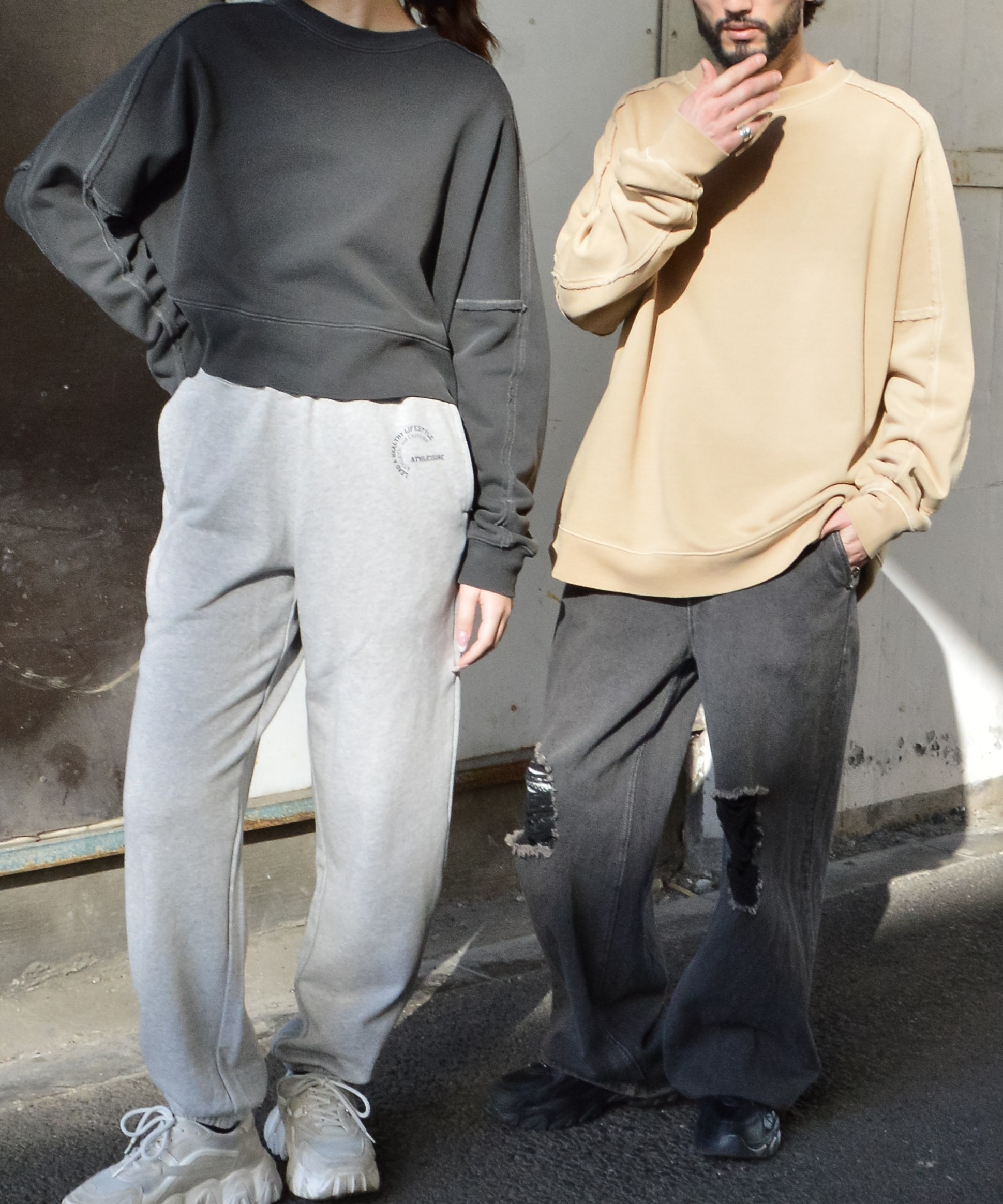 裏毛ピグメントラグランスウェット