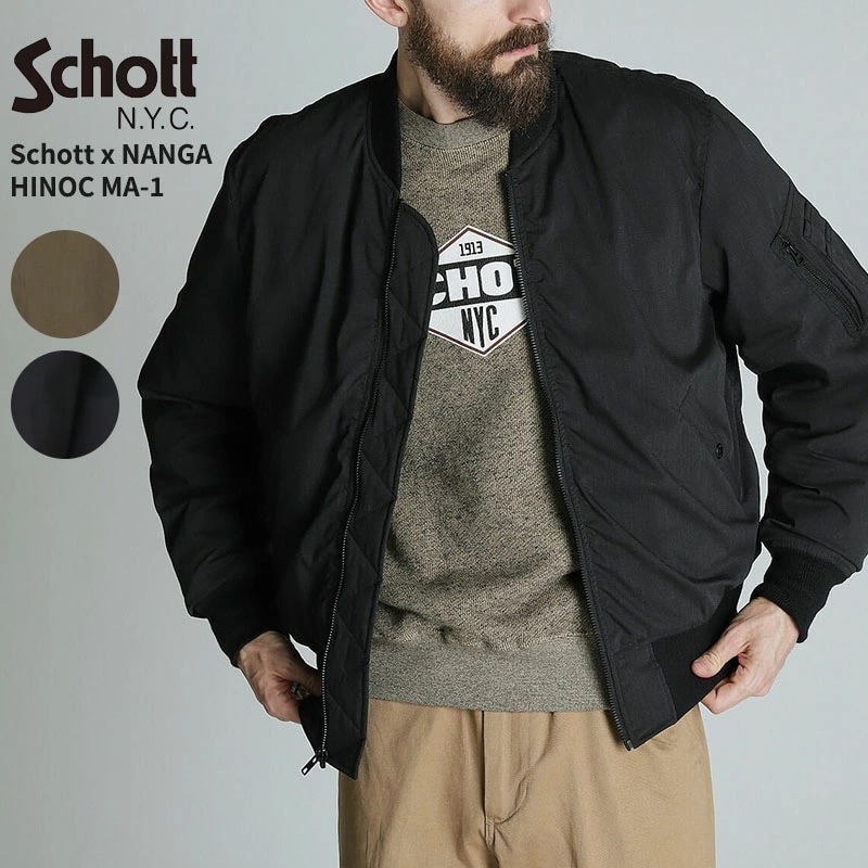 ショット×ナンガ メンズ ヒノック MA-1 Schott x NANGA HINOC MA-1 ダウンジャケット 冬