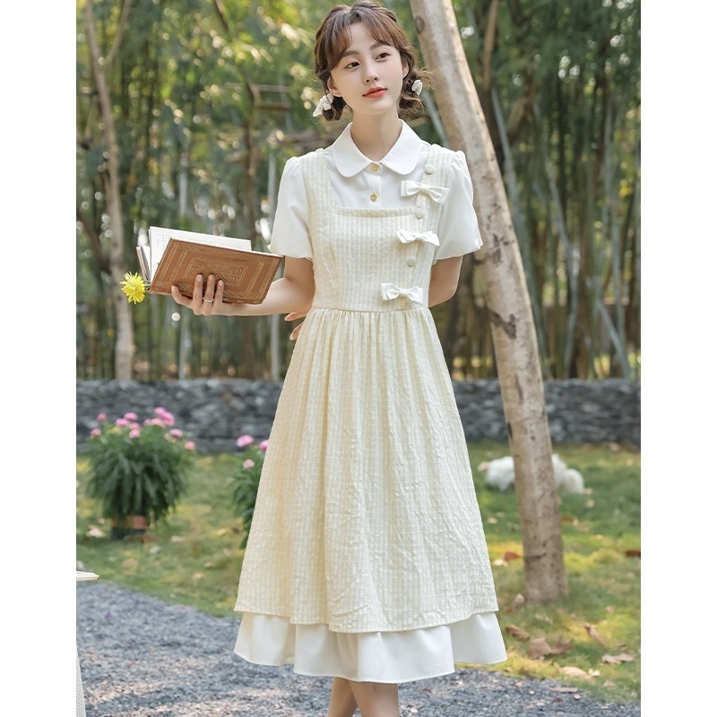 【急速出荷】送.料.無.料.夏改良半袖チャイナドレスかわいいストライプ ワンピース