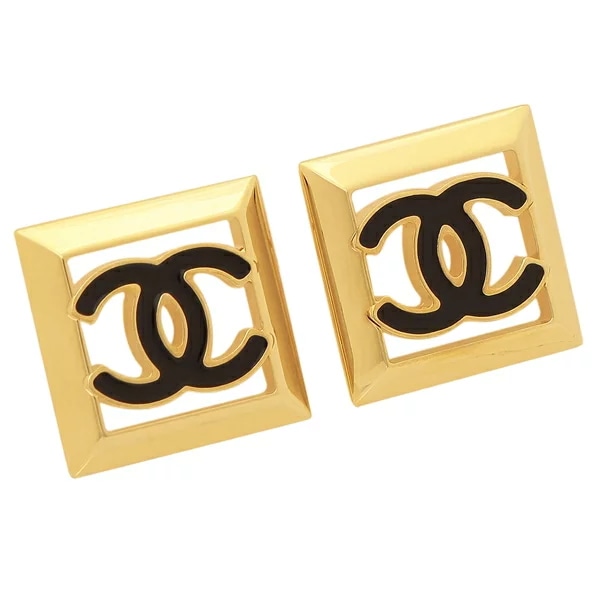 ピアス ココマーク CCマーク ゴールド ブラック レディース ABD872 B17093 NZ316