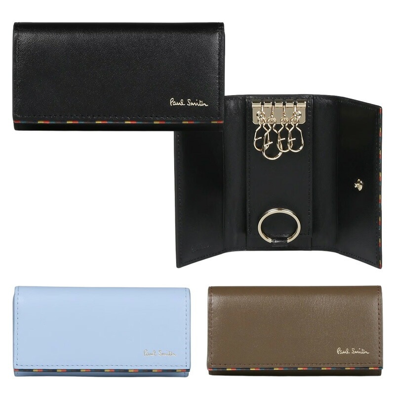 メンズ ブライトストライプトリムSS24 キーケース BPS842 813005 P842