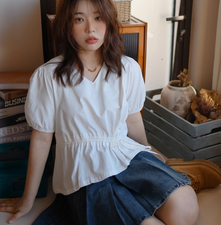 レディース トップス ブラウス プリーツ タック かわいい レトロ ラフ ガーリー ルーズ クール モード系 エレガント モダン 存在感 フォーマル とろみ感 抜け感 ヴィンテージ ラブリー キュート