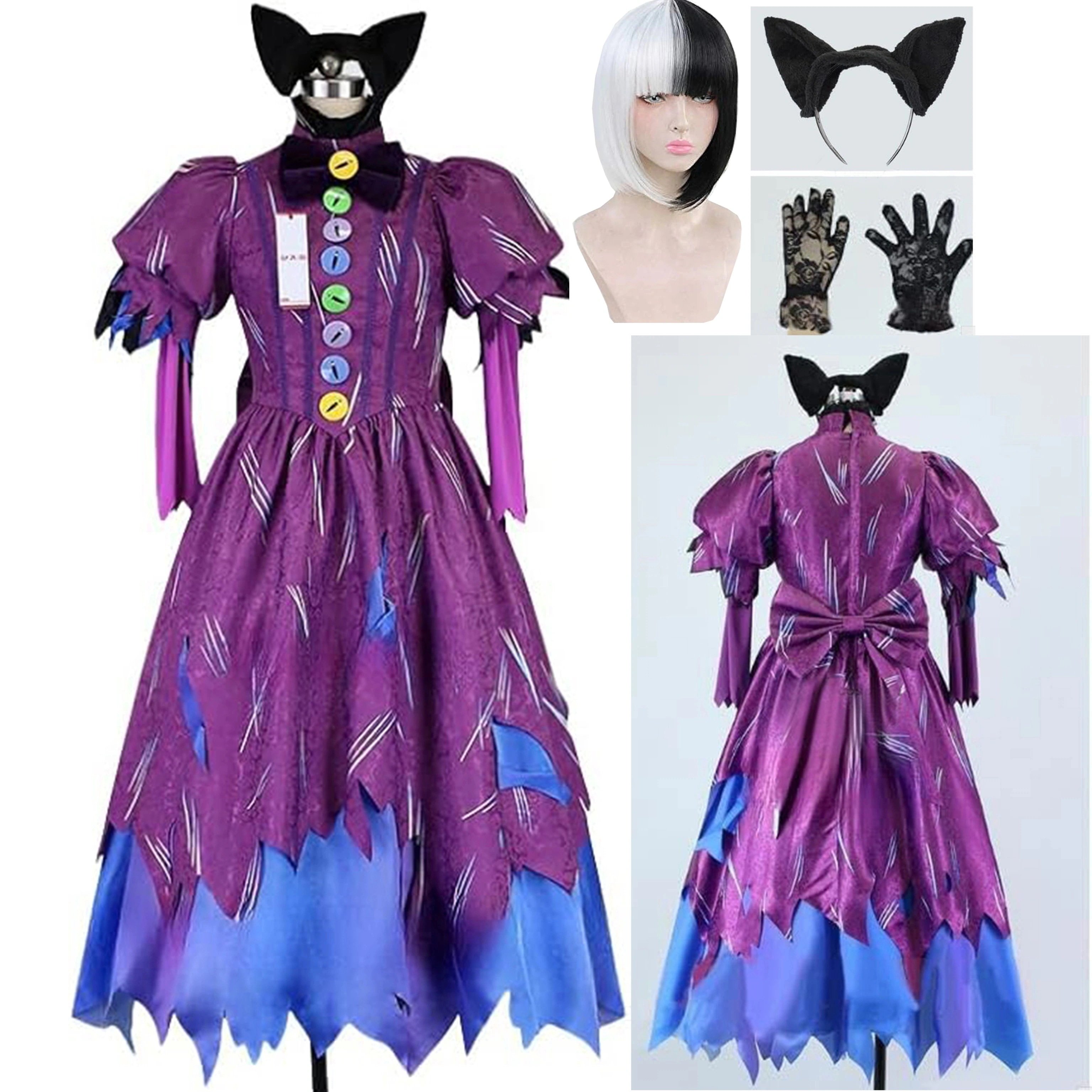 【全シリーズ発売中】 【値引き中】ウィッグ 衣装＋手袋＋カチューシャ 学園祭 ハロウィン 大人撮影 遊園地 スプーキーBoo! 猫 女性ダンサー TDLスプーキーBoo!パ