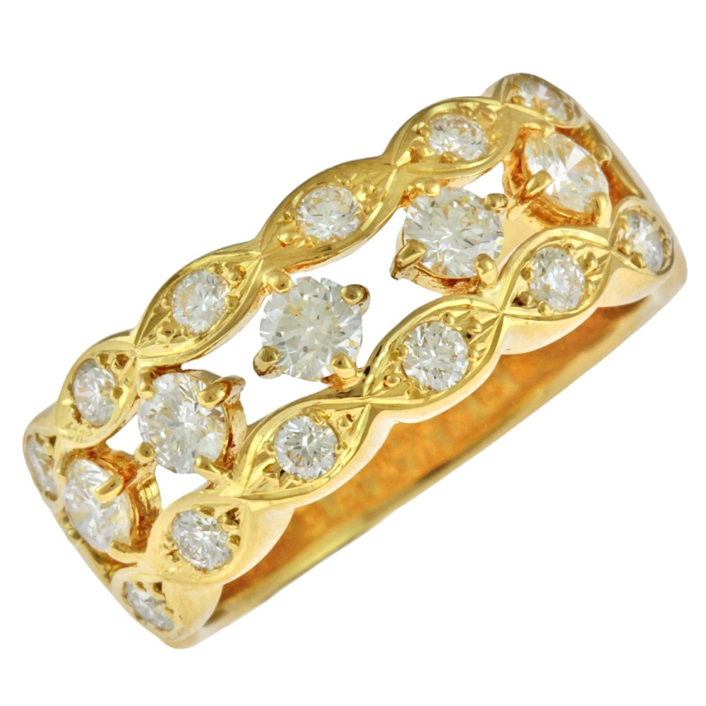 ミキモト リング 指輪 14号 18金 K18イエローゴールド ダイヤモンド MIKIMOTO 中古 美品