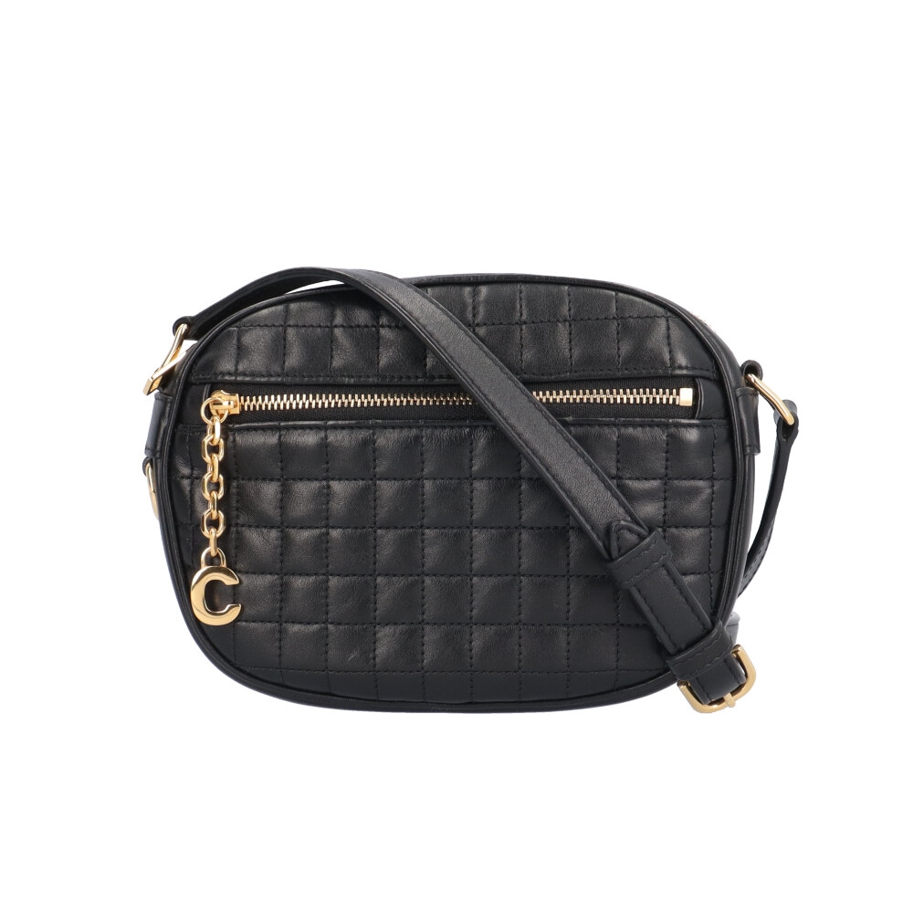 セリーヌ Cチャーム スモール カメラバッグ ショルダーバッグ レザー 188363BFH ブラック CELINE 中古