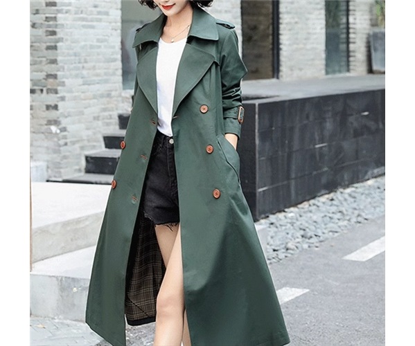 レディース コート アウター 上着 トレンチ ロング ミドル丈 長袖 襟付き スーツカラー スリム 細身 スマート ベルト ウエストマーク ポケット 異国風 ボタン 大人可愛い きれいめ シンプル