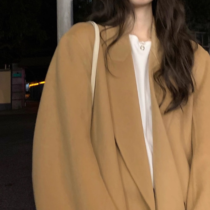 アルパカベルベット高級感リバーシブルコートレディースミディアム開襟ウールツイードコートラッシュ 5,763円